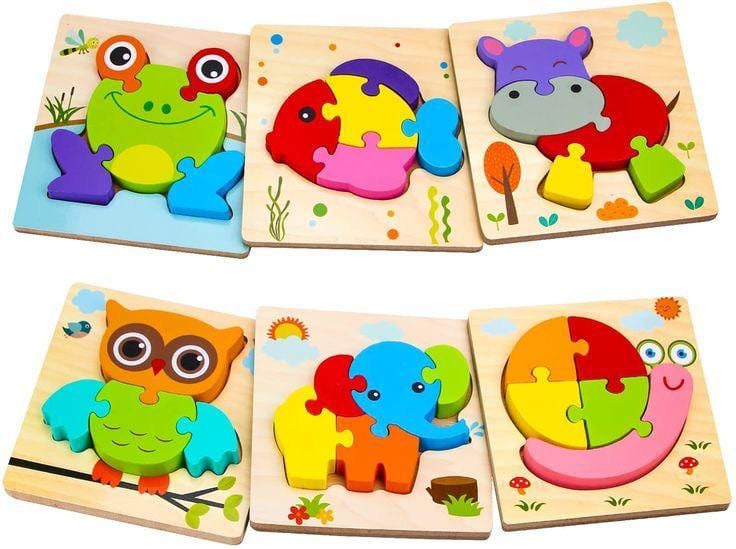 Wooden Animal Jigsaw Puzzle Set (6 pcs)